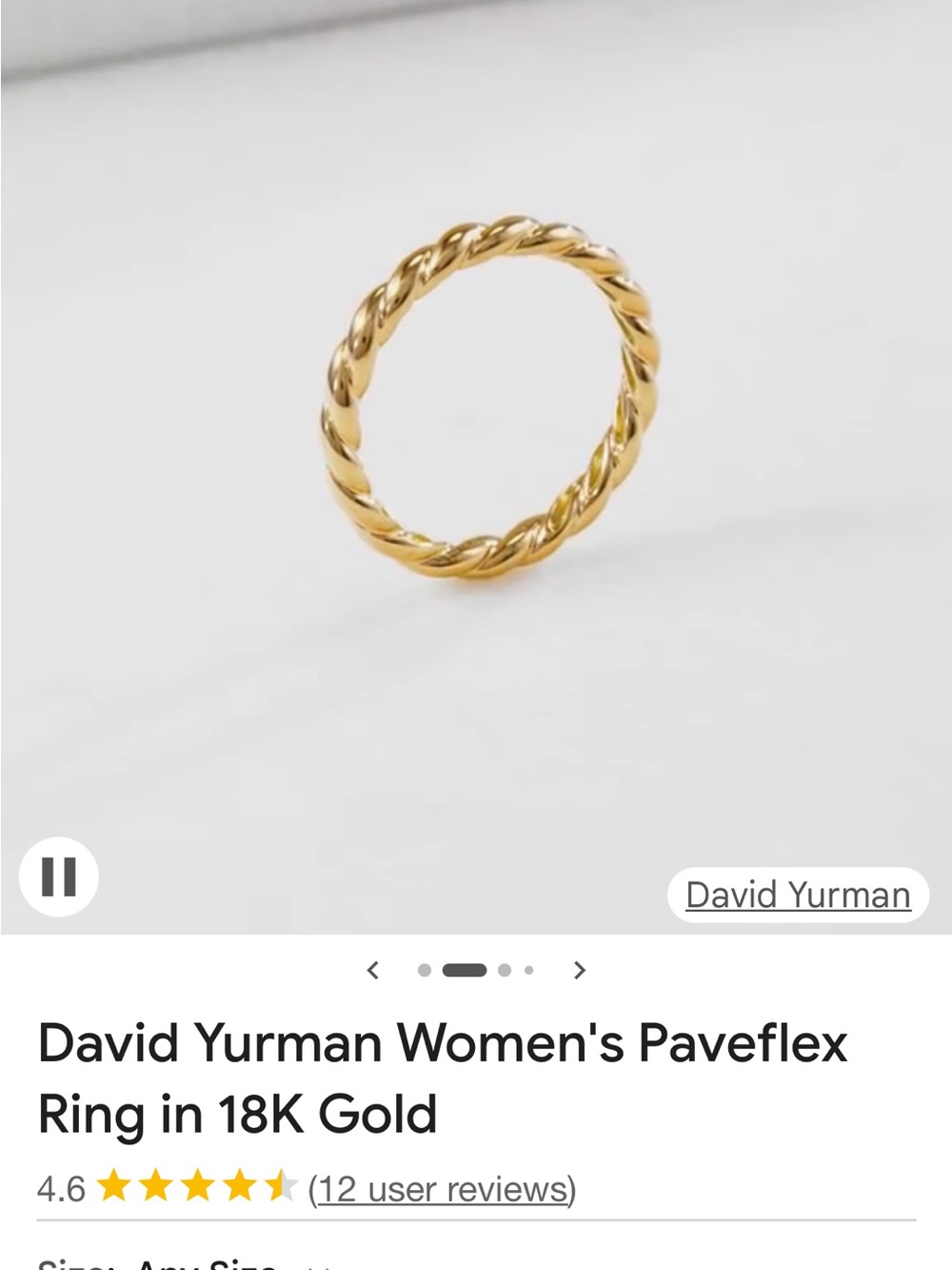 David Yurman Twisted Gold Band Ring